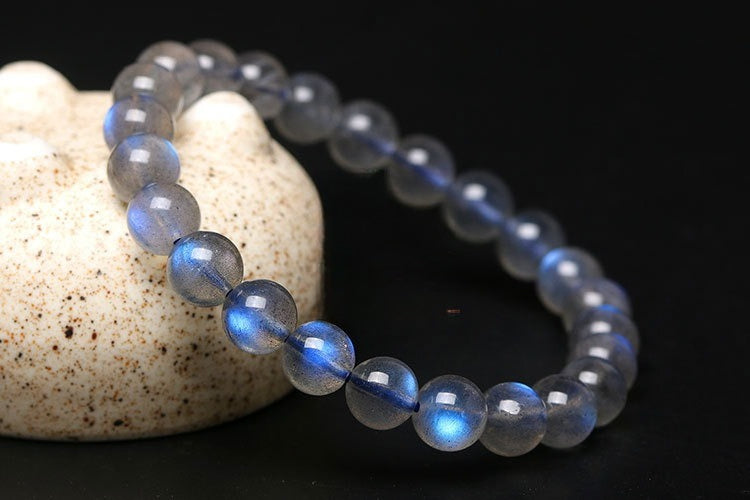Natural elongated stone bracelet Madagascar blue elongated stone bracelet beads factory price wholesale gray moonstone