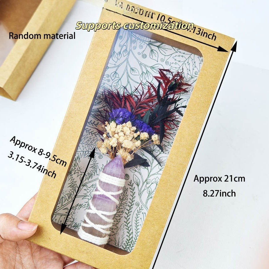 Handmade Crystal Raw Stone Mini Bouquet Gift Box | Dried Flower · Natural Stone · Custom