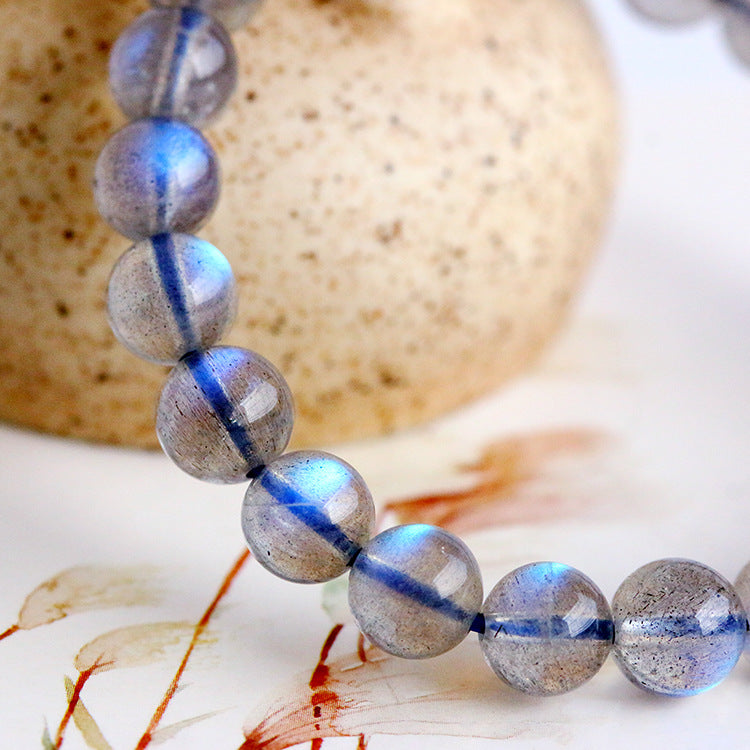 Natural elongated stone bracelet Madagascar blue elongated stone bracelet beads factory price wholesale gray moonstone