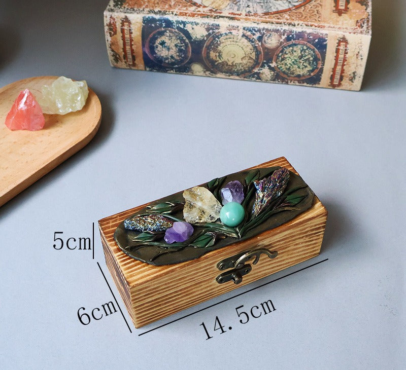 Natural crystal handmade wooden handicraft wooden box