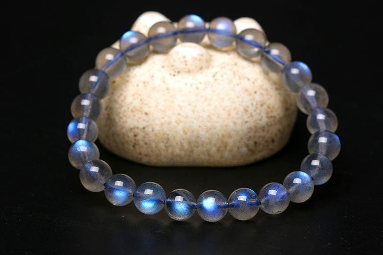 Natural elongated stone bracelet Madagascar blue elongated stone bracelet beads factory price wholesale gray moonstone