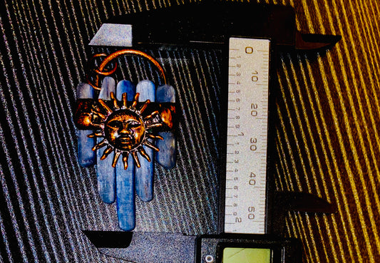 Bohemian Forest Style Raw Blue Kyanite Sun Necklace Pendant | Antique Copper | Handmade