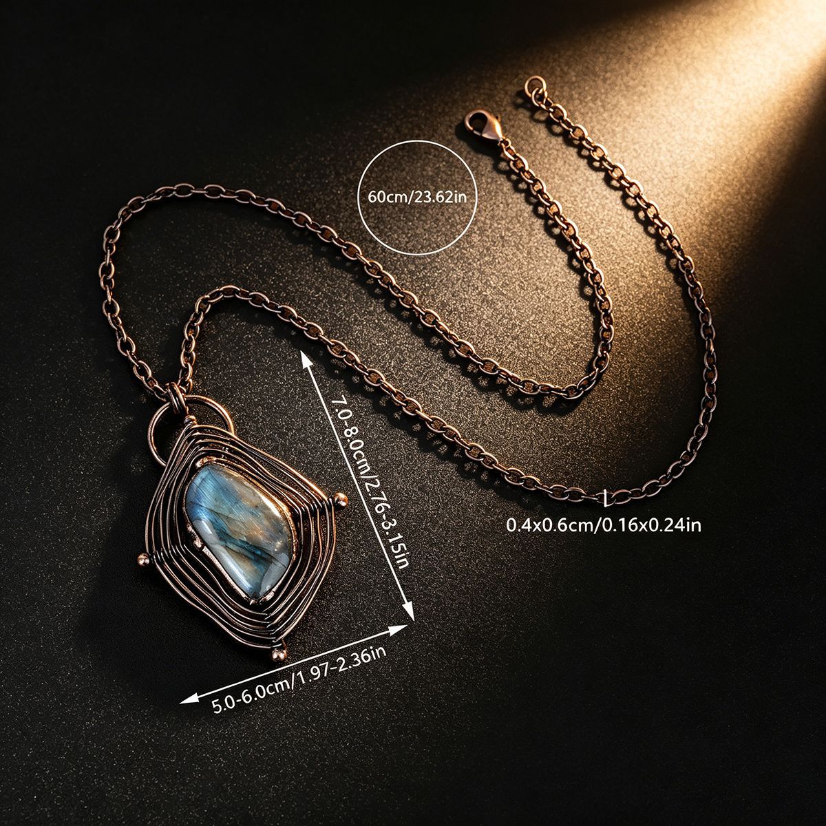 Vintage Spider Web Pendant Necklace – Handwoven Bronze & Natural Stone
