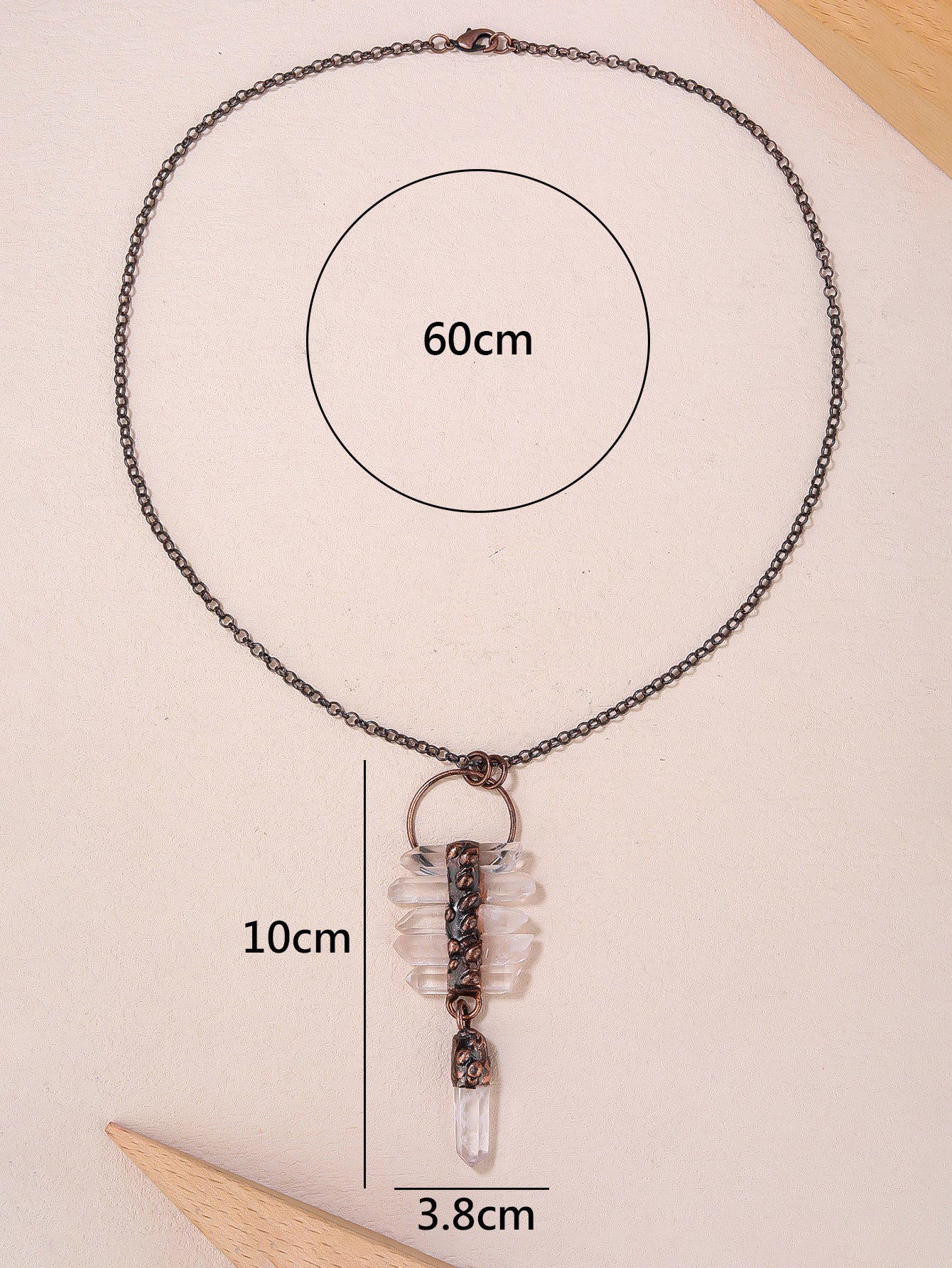 Natural white crystal hexagonal column pendant necklace