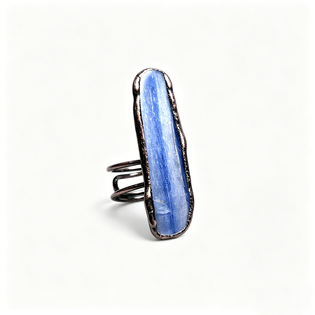 Natural Kyanite Raw Crystal Ring – Open Adjustable Band | Handmade Boho Jewelry