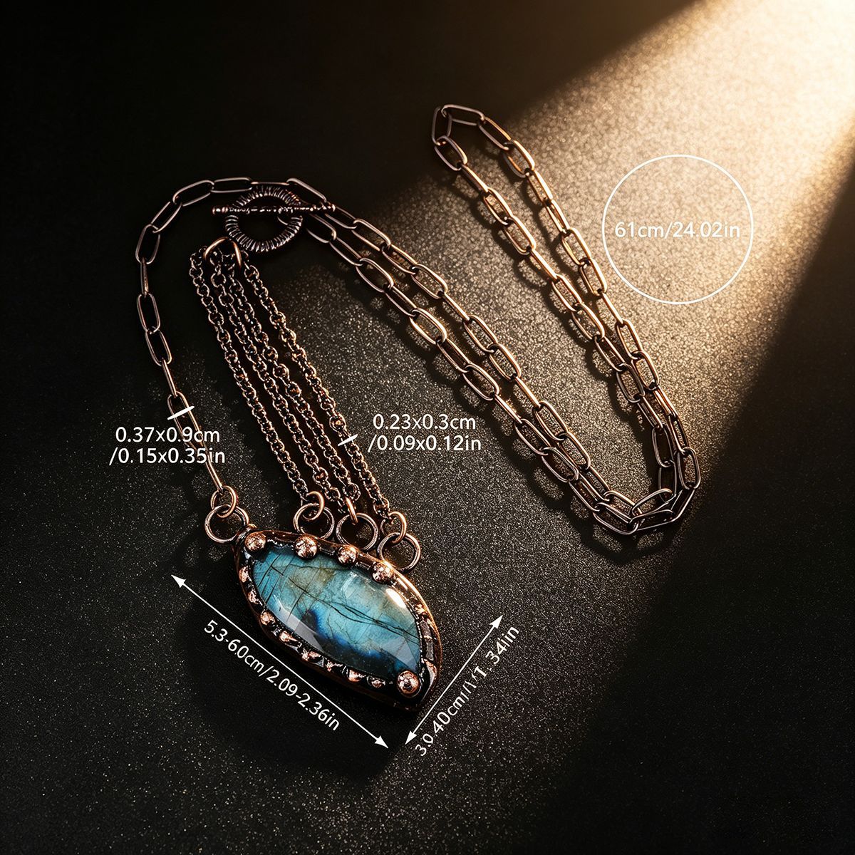 Bohemian Forest Style Labradorite Layered Necklace | Antique Bronze Multi-Layer Chain | Handmade