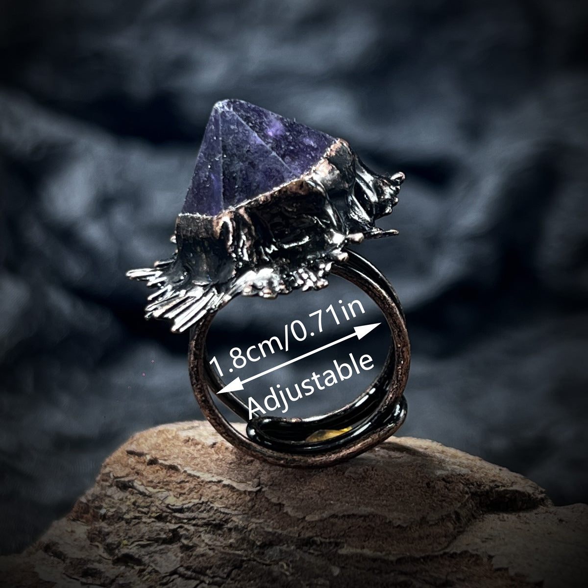 Bohemian Forest Style Multi-Stone Raw Stone Ring | Adjustable Antique Bronze | Handmade