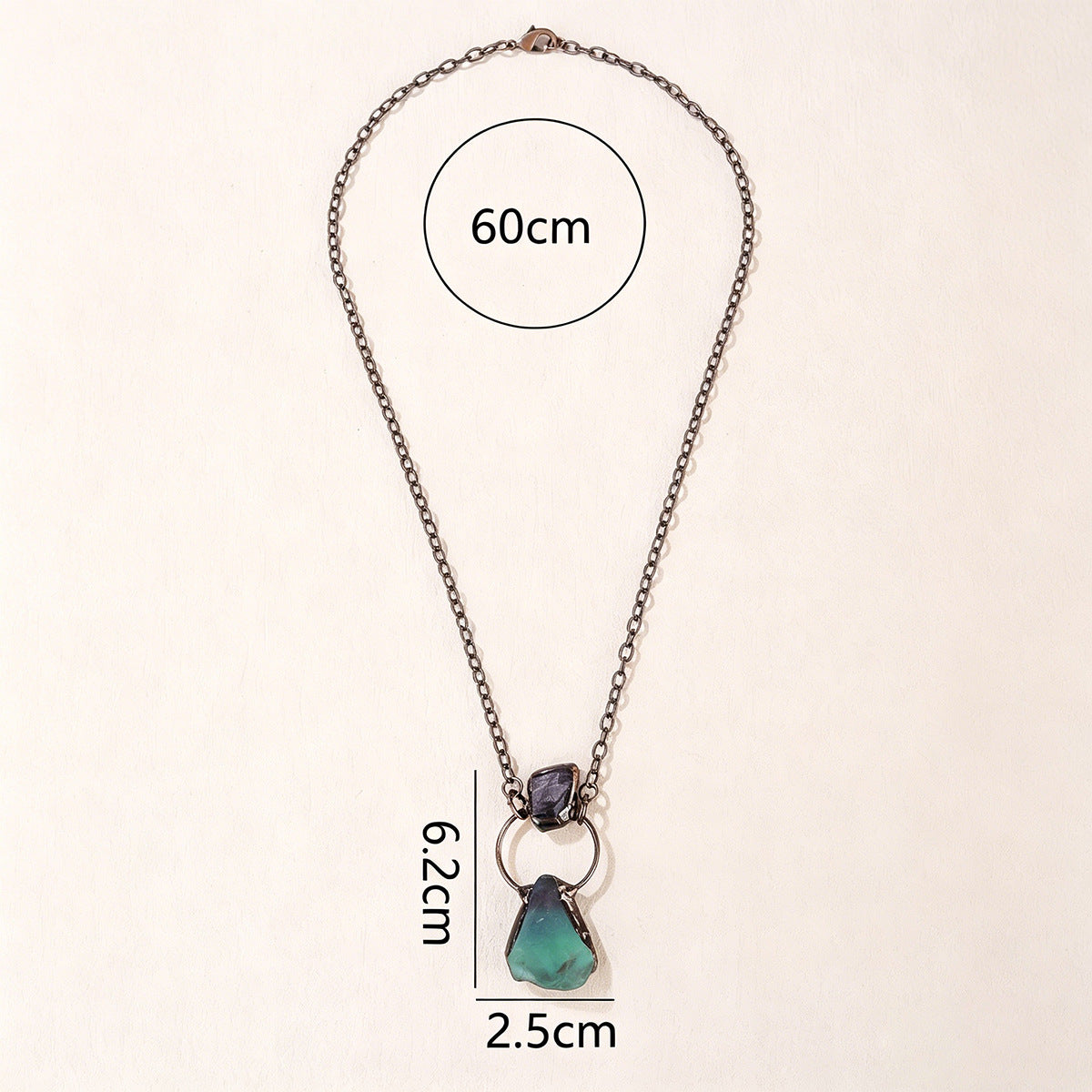 Bohemian Forest Style Amethyst & Green Fluorite Raw Stone Pendant | Antique Bronze | Handmade