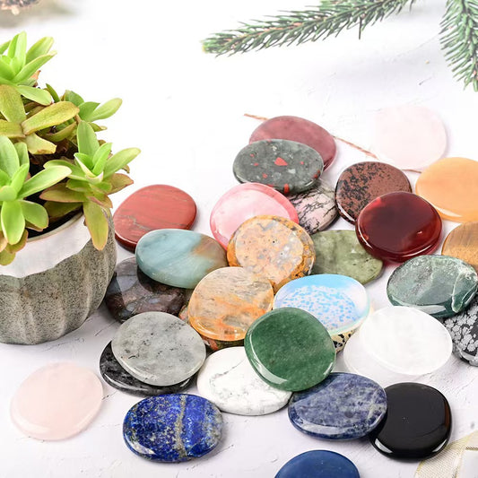 Natural Crystal Worry Stone – Oval Palm Stone for Meditation & Stress Relief