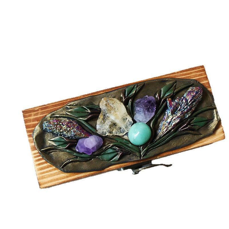 Natural crystal handmade wooden handicraft wooden box