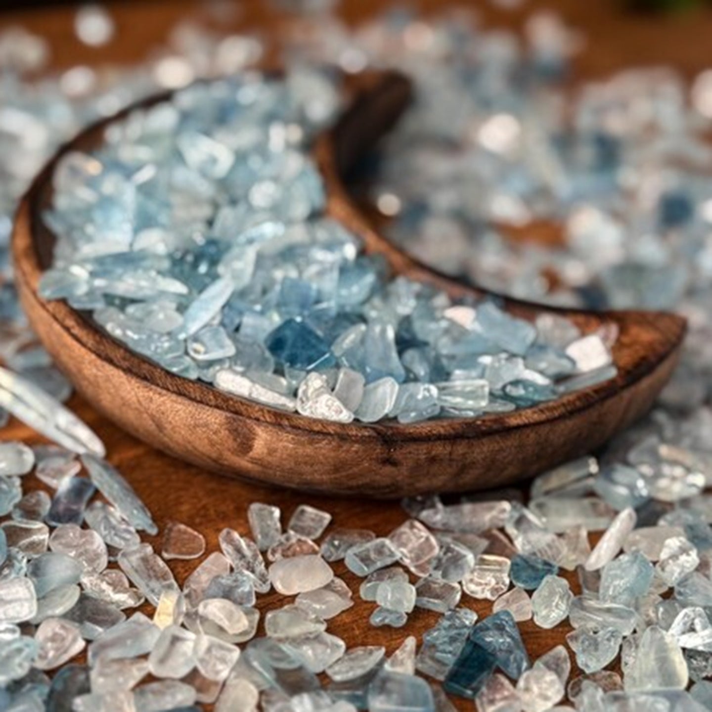 Natural Aquamarine crushed stone degaussing particles