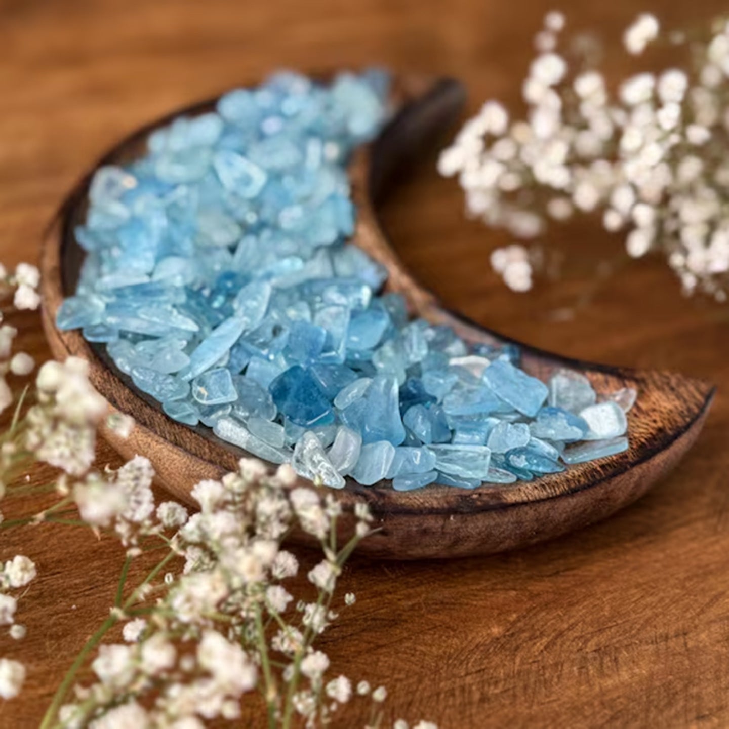 Natural Aquamarine crushed stone degaussing particles