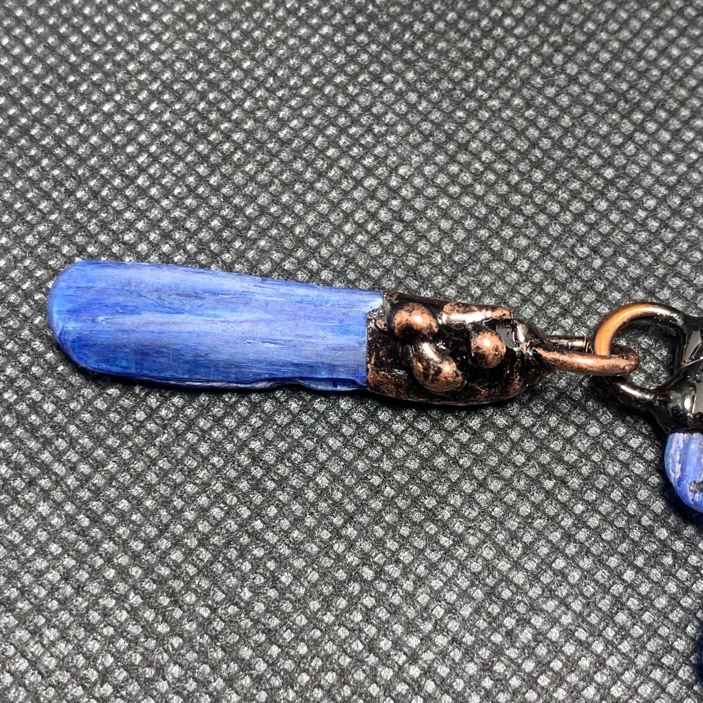 Blue Kyanite Raw Stone Pendant Set | Bohemian Bronze Statement Jewelry