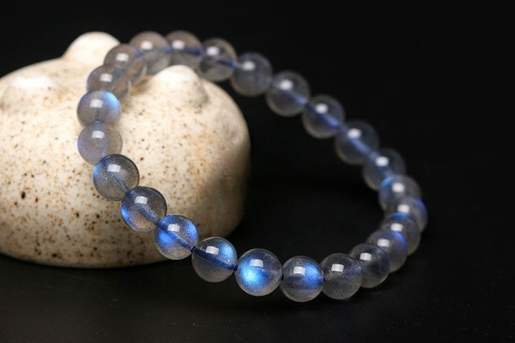 Natural elongated stone bracelet Madagascar blue elongated stone bracelet beads factory price wholesale gray moonstone