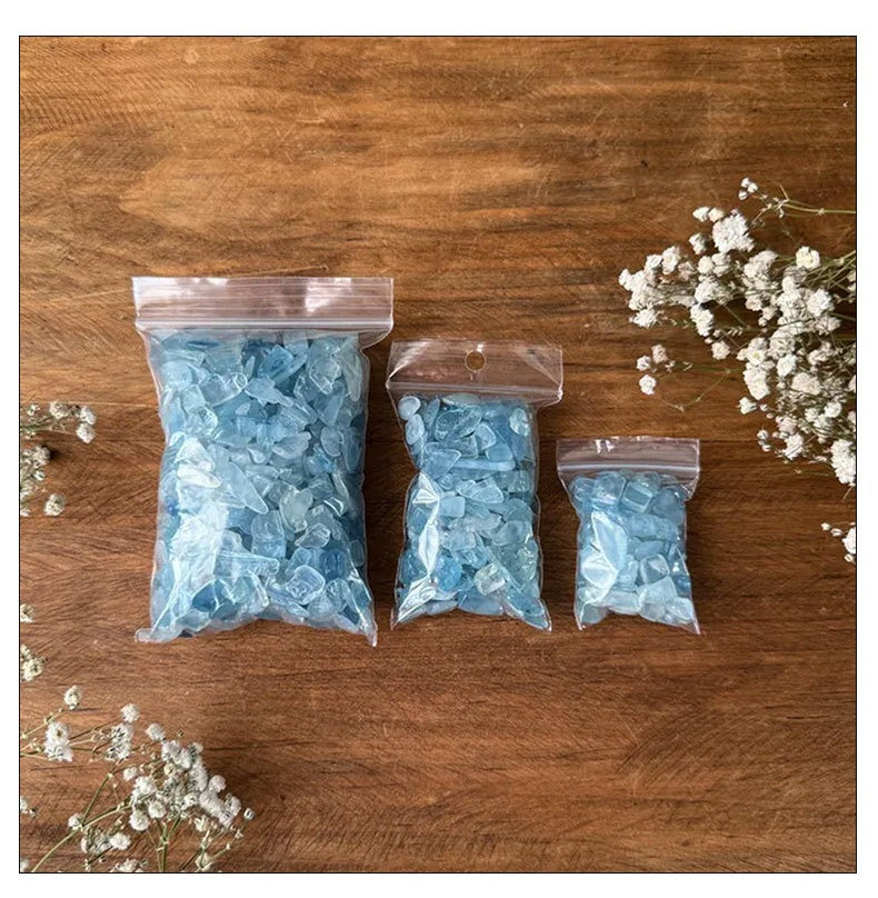 Natural Aquamarine crushed stone degaussing particles