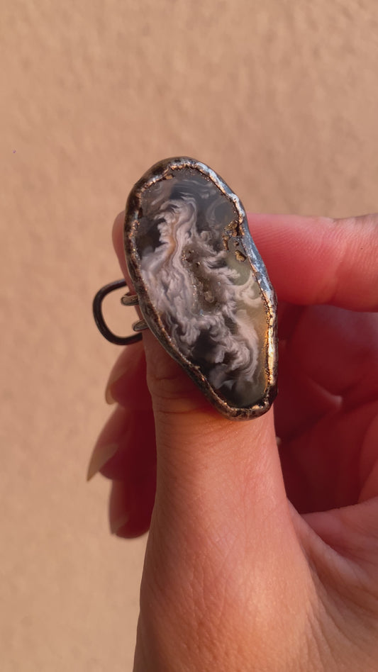 Agate Geode Raw Stone Ring | One-of-a-Kind | Handmade to Order